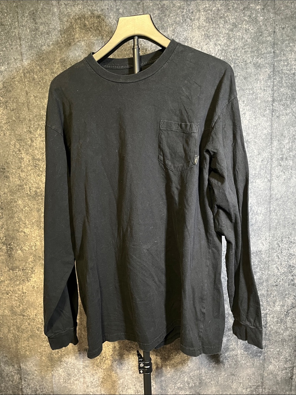 Vans Black Long Sleeve Crewneck Pocket Tee